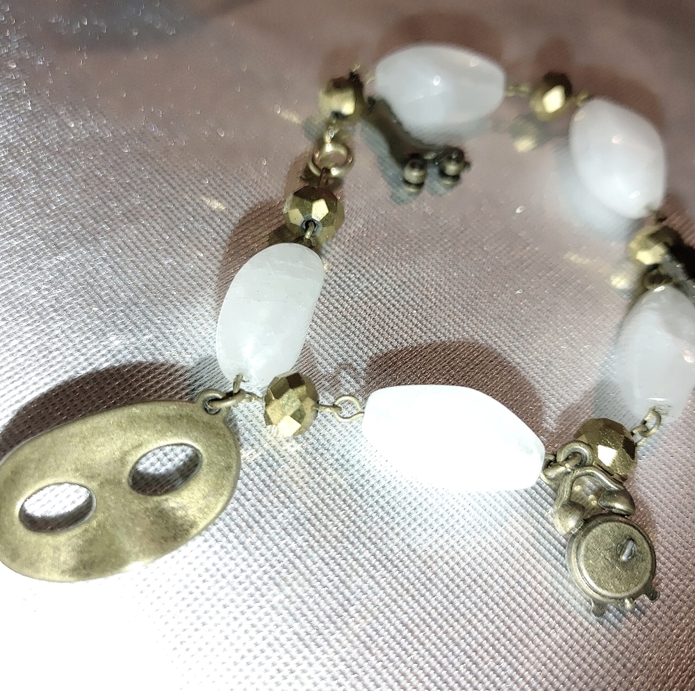 Brasstone charm bracelet mask gears skate clock